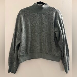 Women’s Fleece Mock Neck Pullover Sweater Sage Olive Green Small S